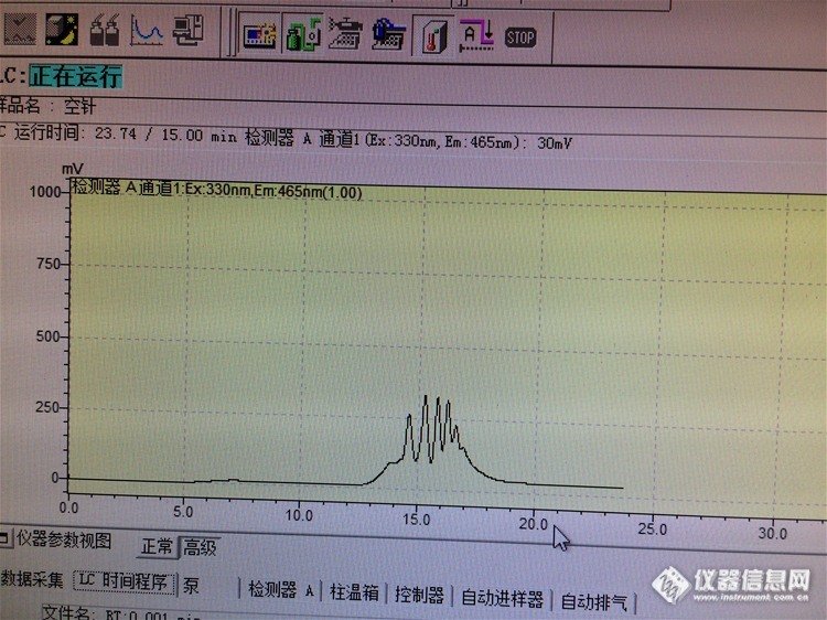 我用岛津LC-20A做氨基甲酸酯农药残留检测为什么出这样的峰？