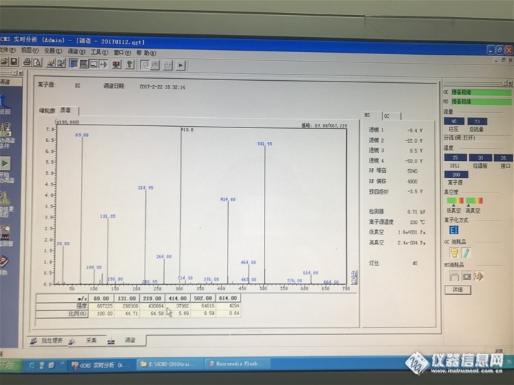 岛津的GCMS-2010plus开机后峰监测窗显示氮气含量过高，但试着自动调谐之后好像各个指标又显示调谐已通过，本人刚接手仪器，求助各位，这是怎么回事