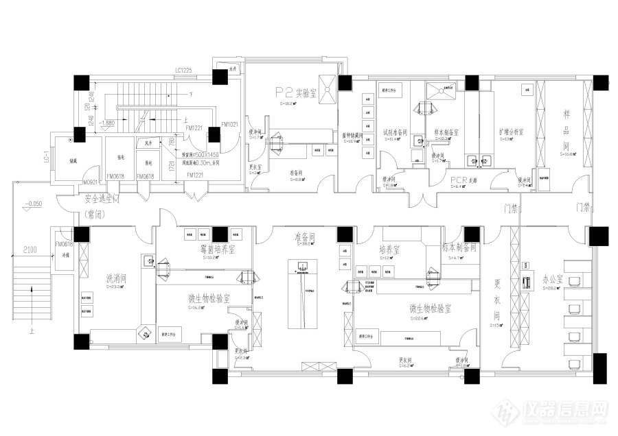 分享一个微生物检测实验室平面图
