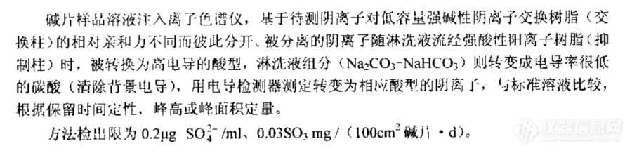 关于离子色谱法测定硫酸盐化速率的检出限问题