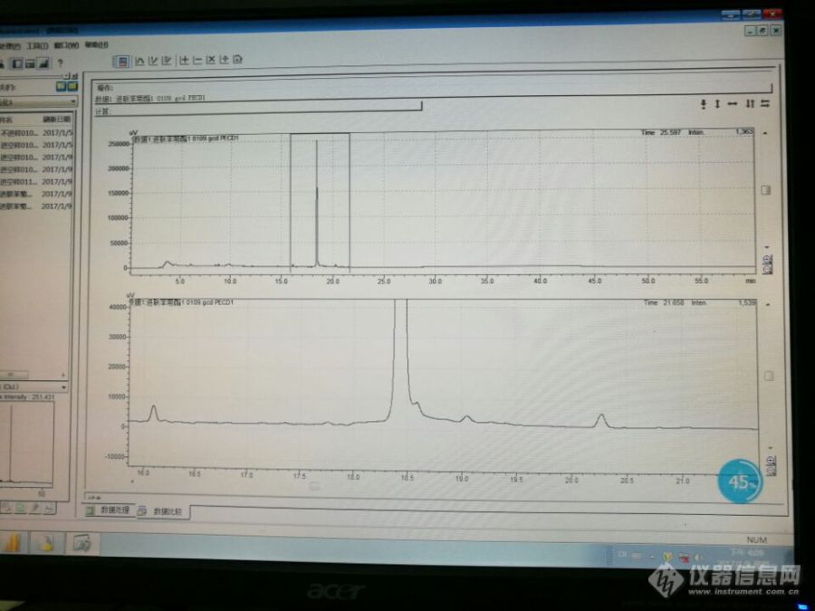 用DB-5 30m*0.32mm*0.25um 做联苯菊酯 正己烷溶剂，出现以下问题是什么原因？