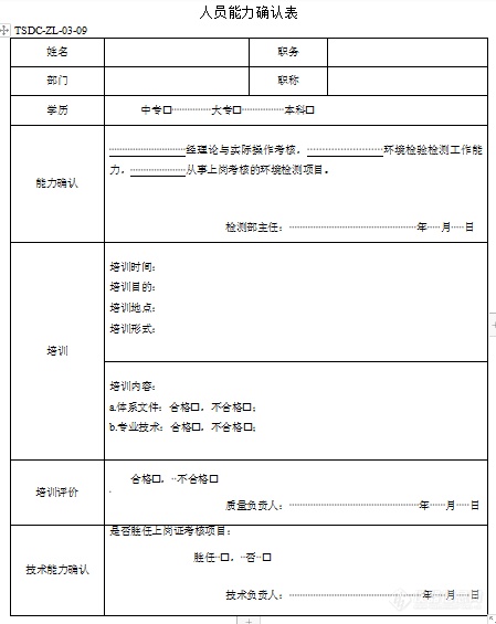 关于老员工人员能力确认需不需填写体系培训的问题