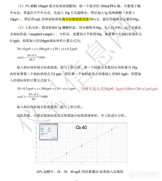 ICPMS重量-标准加入法问题咨询（ICPMS实战宝典）