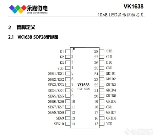 点阵数码管显示芯片VK1638LED数显驱动原厂